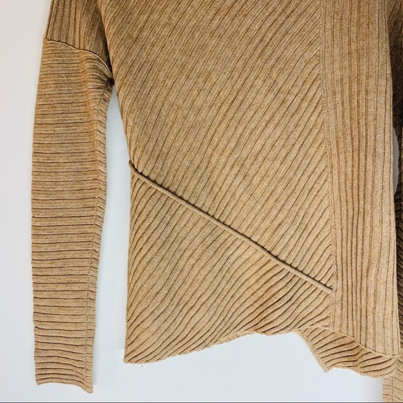 Free People Love & Harmony Wool Blend Asymmetric Hem Sweater Tan size S - Picture 10 of 13